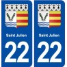 22 Saint Julien blason ville autocollant plaque immatriculation département