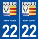 22 Saint Julien blason ville autocollant plaque immatriculation département