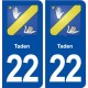 22 Taden blason ville autocollant plaque immatriculation département