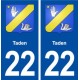 22 Taden blason ville autocollant plaque immatriculation département
