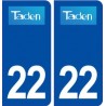 22 Taden logo ville autocollant plaque immatriculation département
