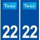 22 Taden logo ville autocollant plaque immatriculation département