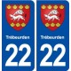 22 Trébeurden blason ville autocollant plaque immatriculation département