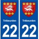 22 Trébeurden blason ville autocollant plaque immatriculation département