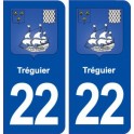 22 Tréguier blason ville autocollant plaque immatriculation département