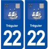 22 Tréguier blason ville autocollant plaque immatriculation département