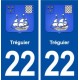22 Tréguier blason ville autocollant plaque immatriculation département
