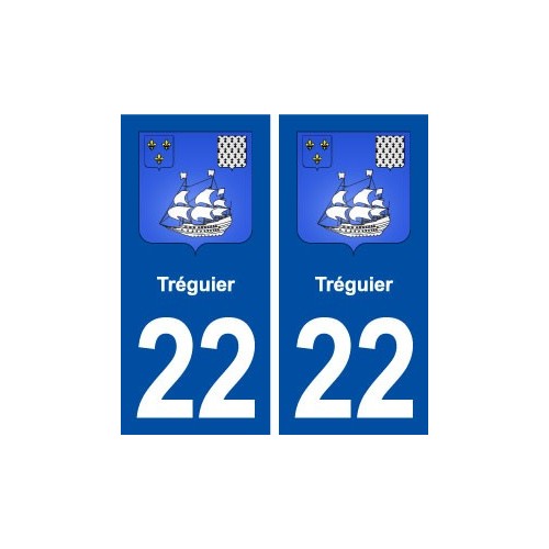 22 Tréguier blason ville autocollant plaque immatriculation département