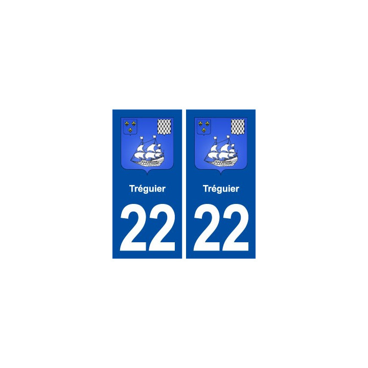 22 Tréguier blason ville autocollant plaque immatriculation département