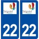 22 Trégastel logo ville autocollant plaque immatriculation département