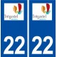 22 Trégastel logo ville autocollant plaque immatriculation département