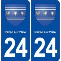 24 Razac sur l'Isle blason ville autocollant plaque immatriculation département