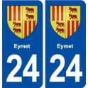 24 Eymet logo ville autocollant plaque immatriculation département
