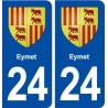 24 Eymet logo ville autocollant plaque immatriculation département