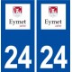 24 Eymet logo autocollant plaque stickers département