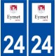 24 Eymet logo autocollant plaque stickers département