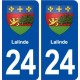 24 Lalinde blason ville autocollant plaque immatriculation département