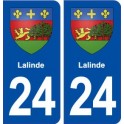 24 Lalinde escudo de armas de la placa etiqueta de la etiqueta engomada del departamento de