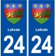 24 Lalinde blason ville autocollant plaque immatriculation département