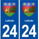 24 Lalinde blason autocollant plaque stickers département