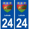 24 Lalinde escudo de armas de la placa etiqueta de la etiqueta engomada del departamento de