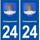 24 Champcevinel blason ville autocollant plaque immatriculation département