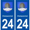 24 Champcevinel blason ville autocollant plaque immatriculation département