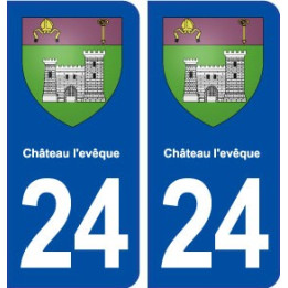 24 Château l'evêque blason ville autocollant plaque immatriculation département