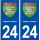 24 Château l'evêque blason ville autocollant plaque immatriculation département