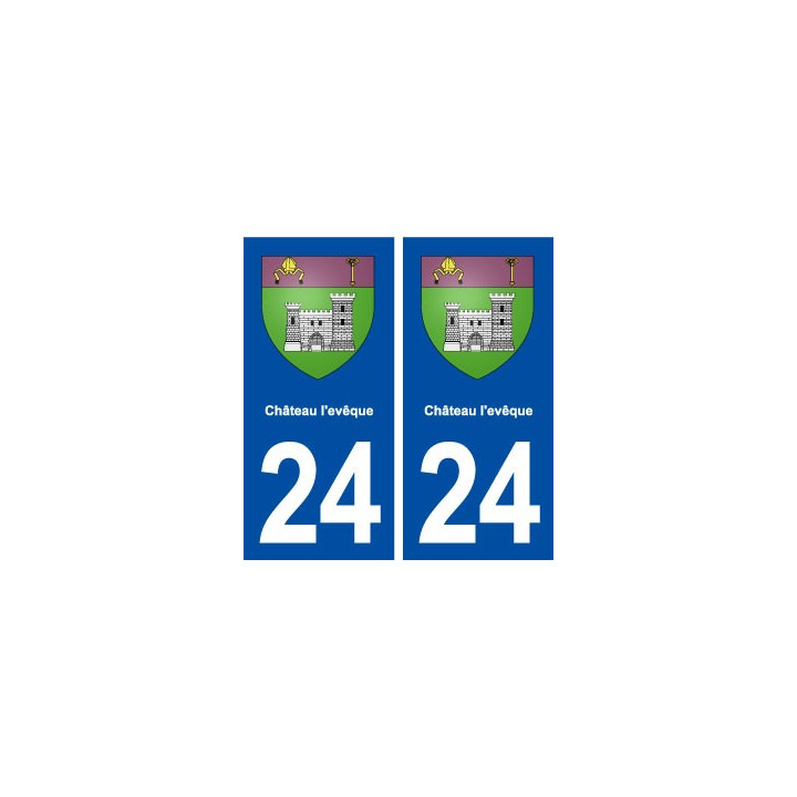 24 Château l'evêque blason ville autocollant plaque immatriculation département