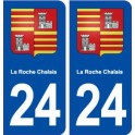 24 La Roche Chalais blason ville autocollant plaque immatriculation département