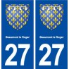 27 Beaumont-le-Roger blason autocollant plaque stickers département