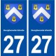 27 de Bourgtheroulde Infreville escudo de armas de la etiqueta engomada de la placa de pegatinas de la ciudad