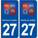 27 Romilly sur Andelle blason ville autocollant plaque stickers département