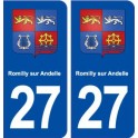 27 Romilly on Andelle coat of arms sticker plate stickers city