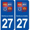 27 Romilly sur Andelle blason ville autocollant plaque stickers département