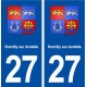 27 Romilly sur Andelle blason ville autocollant plaque stickers département