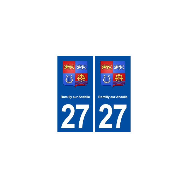 27 Romilly sur Andelle blason ville autocollant plaque stickers département