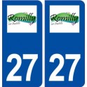 27 Romilly sur Andelle logo ville autocollant plaque stickers département