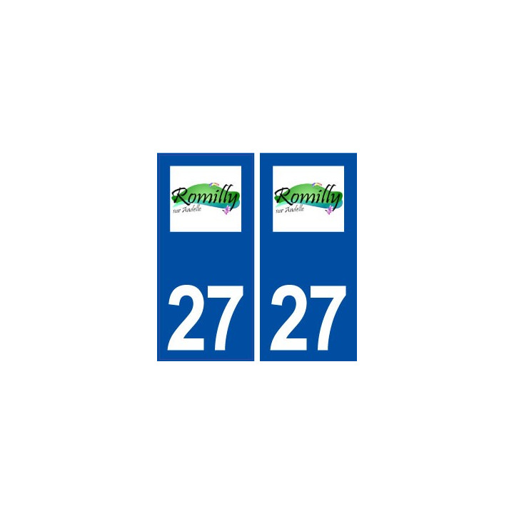 27 Romilly sur Andelle logo ville autocollant plaque stickers département