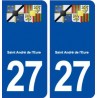 27 Saint André de l'Eure blason ville autocollant plaque stickers département