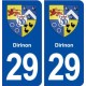 29 Dirinon blason autocollant plaque stickers ville