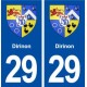 29 Dirinon blason autocollant plaque stickers ville