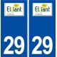 29 Elliant logo autocollant plaque immatriculation stickers ville