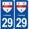 29 Lanmeur blason autocollant plaque immatriculation stickers ville