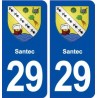 29 Santec blason autocollant plaque stickers ville