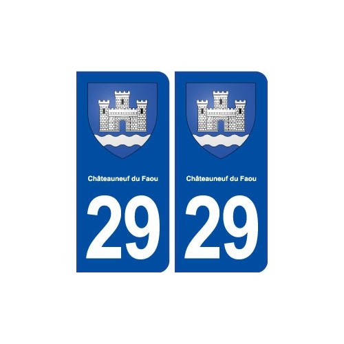 29 Châteauneuf du Faou blason autocollant plaque immatriculation stickers ville