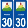 30 Aramon blason ville autocollant plaque immatriculation département