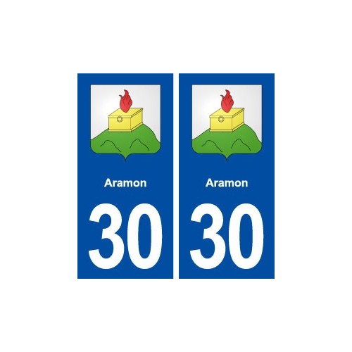 30 Aramon blason ville autocollant plaque immatriculation département