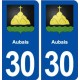 30 Aubais blason ville autocollant plaque immatriculation département